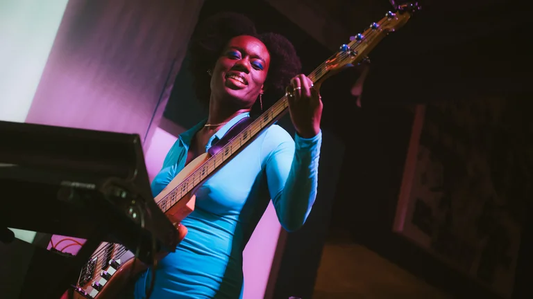 Marla Kether playing bass