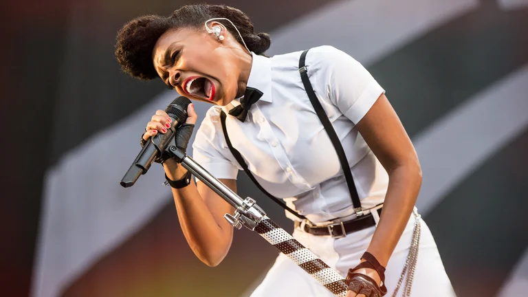 Singer Janelle Monáe performing