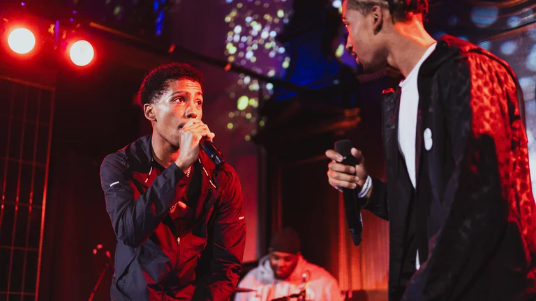 two rappers on stage