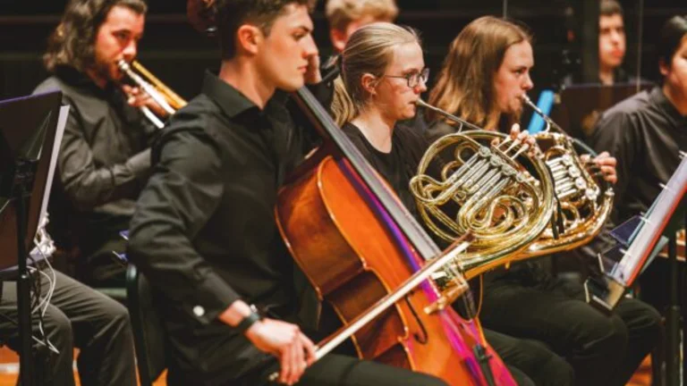 Young people in an orchestra