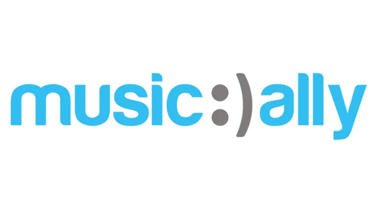 Music Ally magazine logo with blue letters and a grey smiley 