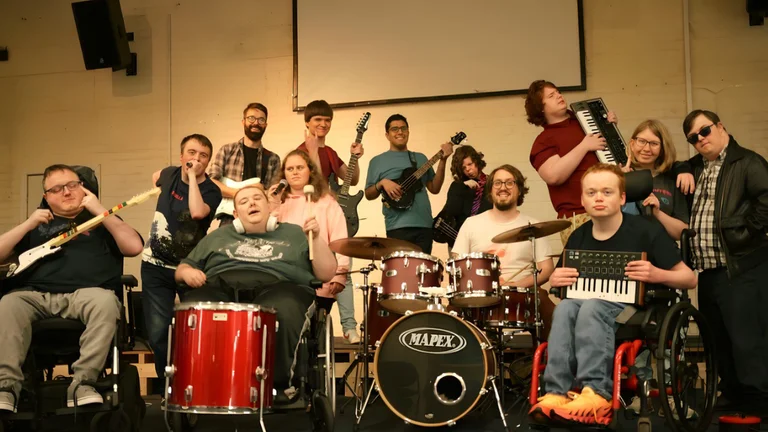 a full band with 14 members with different types of disabilities 