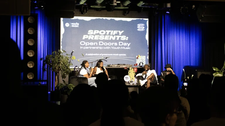 image of the panel discussion at the spotify open doos fund