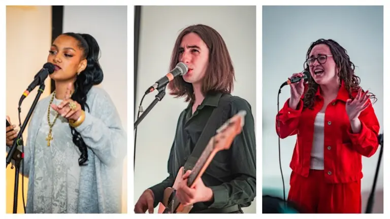 a collage of performers