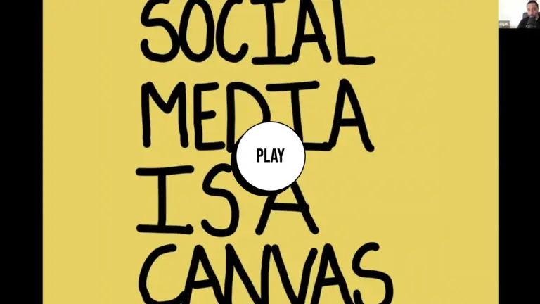 Text that reads "social media is a canvas" in black over a yellow background