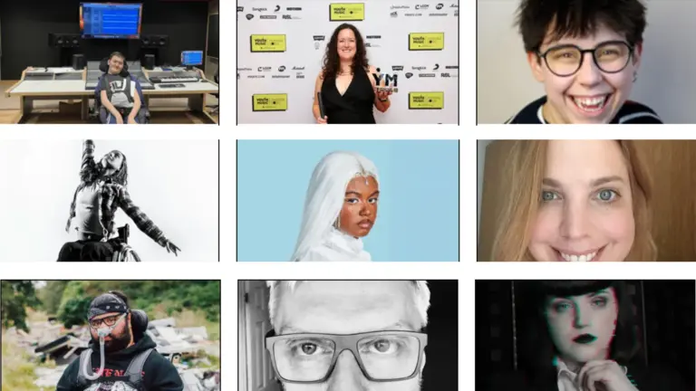 mosaic of nine images with all the members of Shift the Scene Fund Steering group