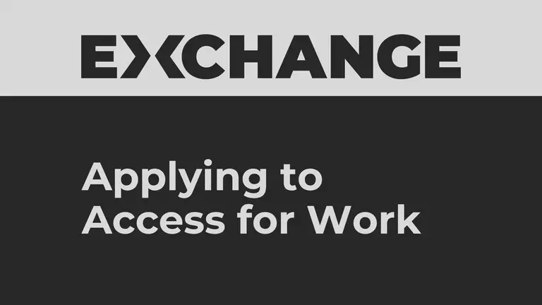 Grey text on black background. Text says "Applying to Access for Work" 