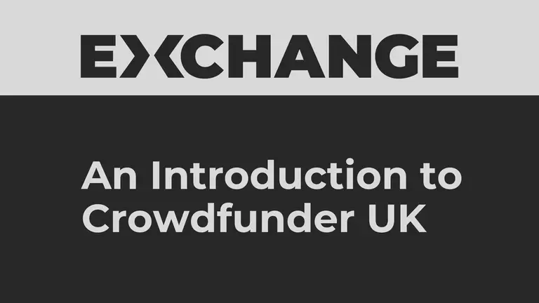 Grey text on black background. Text says "An Introduction to Crowdfunder UK"