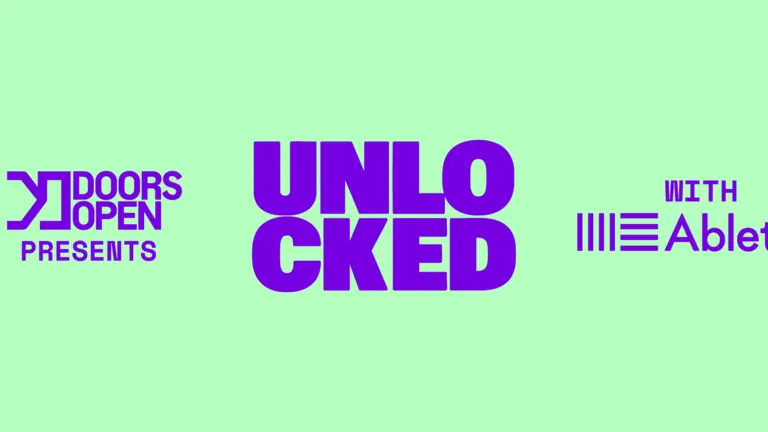 unlocked with ableton logo, green background, purple text