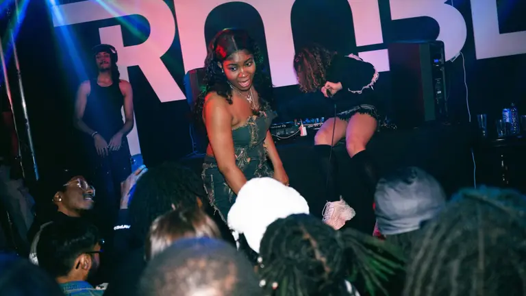 A woman performing on stage