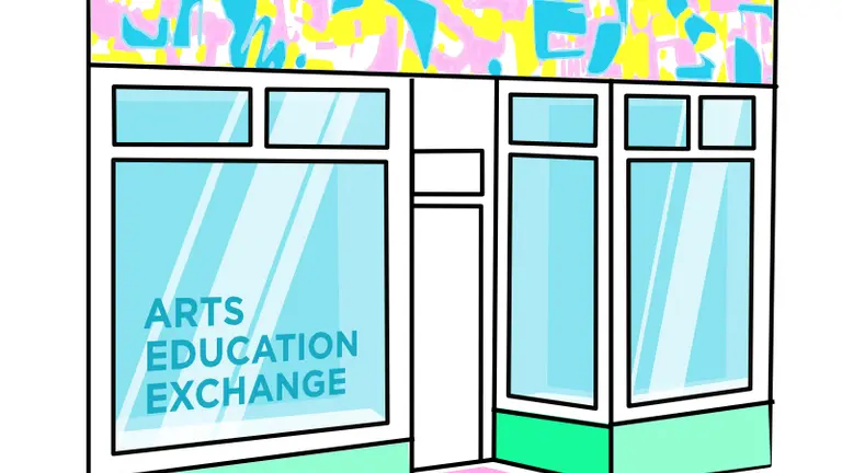 Illustration of the front of the Arts Education Exchange building 