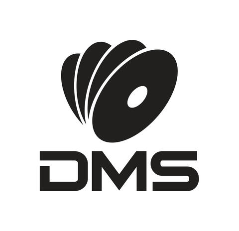 Black and white DMS logo with vinyl