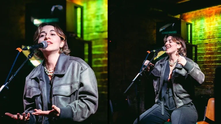 sunkissed child sings into a microphone 
